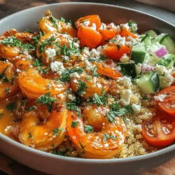 If you're looking to elevate your dinner game with a dish that's both vibrant and nutritious, Zesty Lemon Garlic Shrimp with Quinoa Bowls is the perfect choice. This recipe combines succulent shrimp marinated in a zesty blend of lemon and garlic, served over a fluffy bed of quinoa and complemented by fresh vegetables. The result is a colorful and flavorful meal that’s sure to impress family and friends alike.