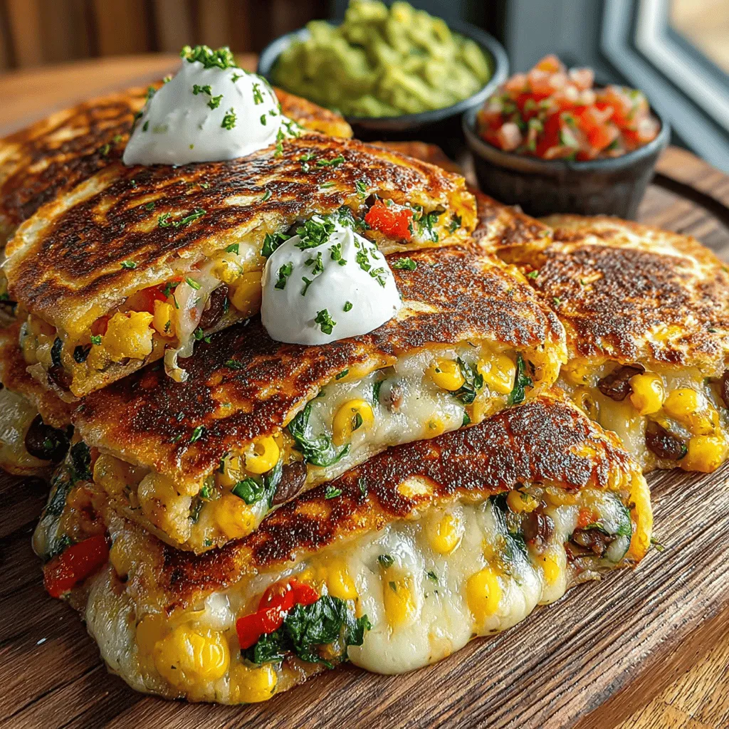 - 4 whole wheat tortillas - 1 cup shredded cheese (cheddar or Monterey Jack) - 1 can black beans, rinsed and drained - 2 cups fresh spinach, chopped - 1 bell pepper, diced (any color) - 1 small zucchini, diced - 1 cup corn (fresh or canned) - 1 teaspoon cumin - 1 teaspoon chili powder - Olive oil spray