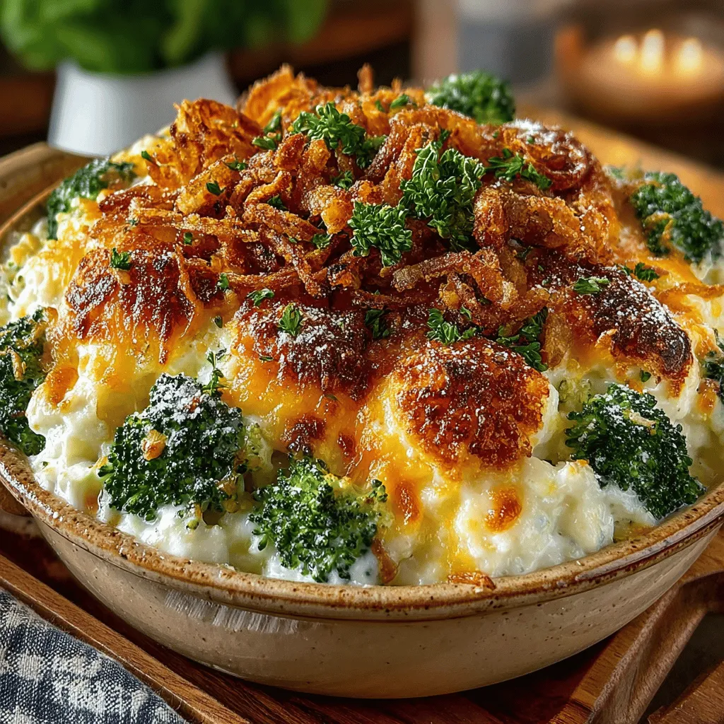 - 2 cups fresh or frozen broccoli florets - 1 cup instant rice - 1 can (10.5 oz) cream of mushroom soup - 1 cup sharp cheddar cheese, shredded - 1/2 cup Parmesan cheese, grated - 1 cup chicken or vegetable broth - 1/2 teaspoon garlic powder - 1/2 teaspoon onion powder - Salt and pepper, to taste - 1/2 cup breadcrumbs (optional, for topping)