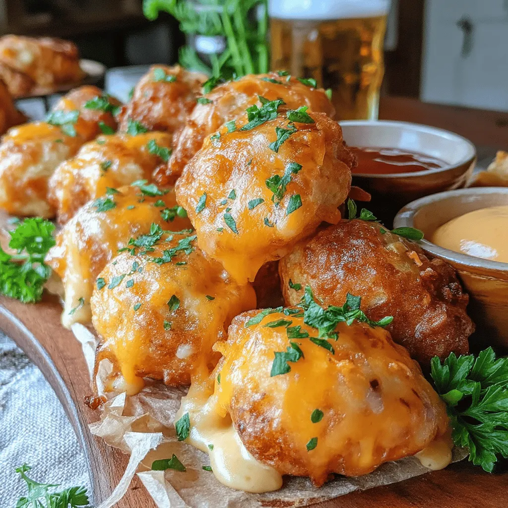 Cheesy Beer Battered Brat Bites