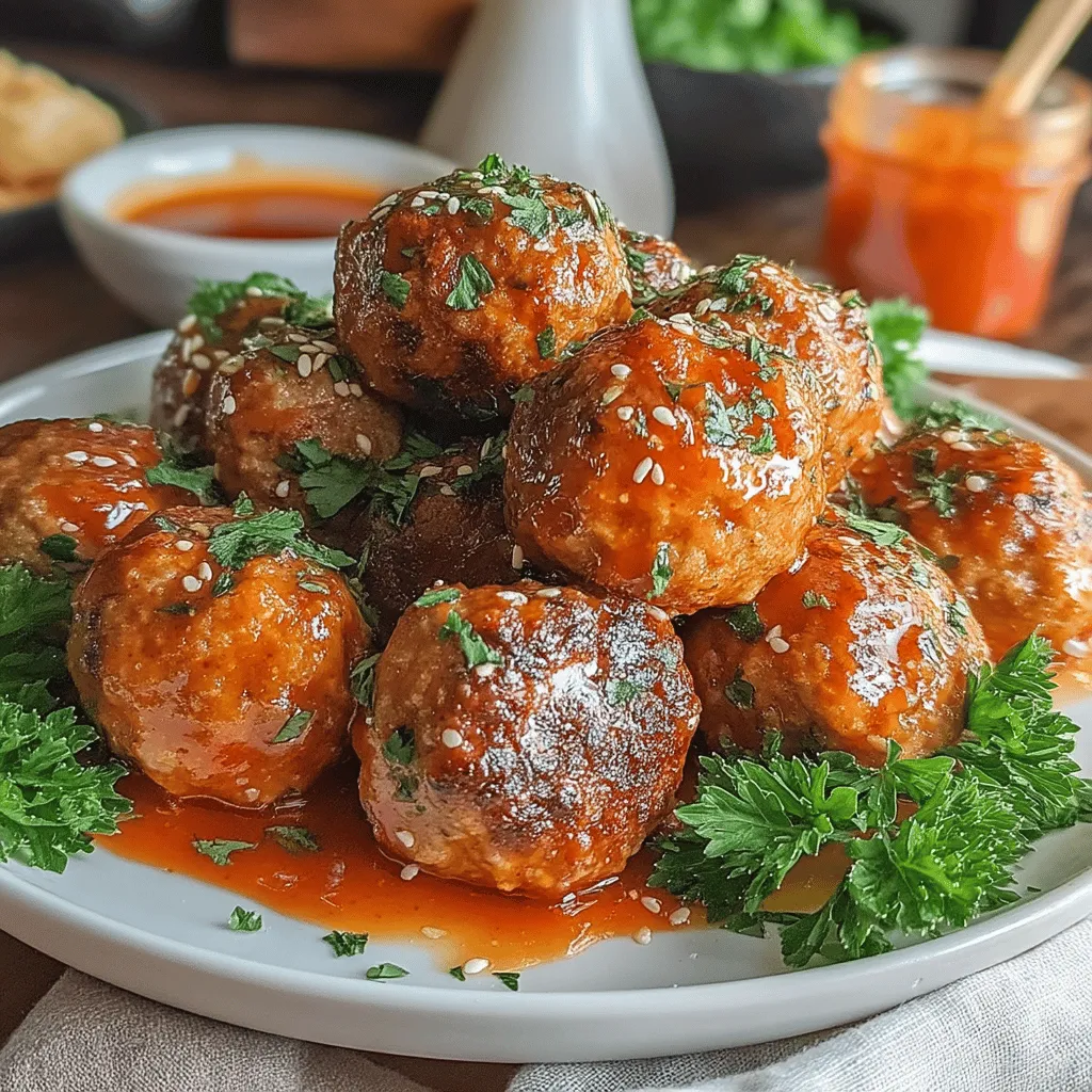 Sweet and Spicy Sriracha Honey Meatballs