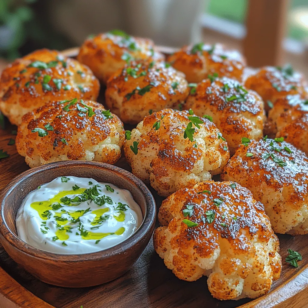 - 1 medium head of cauliflower - 1 cup almond flour - 1/2 cup grated Parmesan cheese - 1 teaspoon garlic powder - 1 teaspoon onion powder - 1 teaspoon smoked paprika - 1/2 teaspoon salt - 1/4 teaspoon black pepper - 2 large eggs - Cooking spray