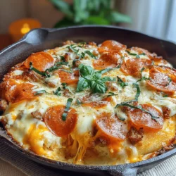 Skillet Sausage & Pepperoni Pizza Bake