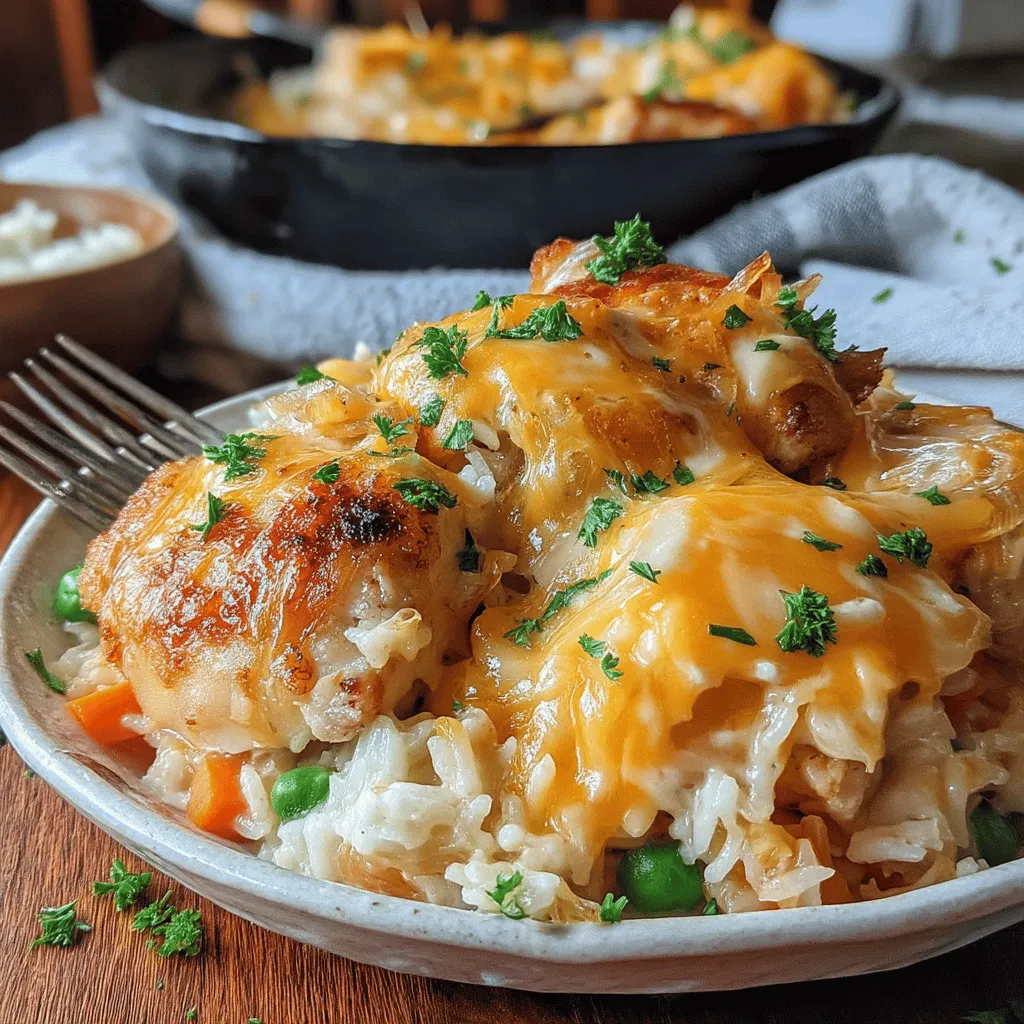 Cheesy Chicken & Rice Delight is the ultimate comfort food, perfect for busy weeknights when you want something satisfying yet quick to prepare. This dish brings together tender chicken, creamy cheese, and fluffy rice in one pot, making it an easy, delicious meal that the whole family will love. With its rich flavors and comforting texture, it has quickly become a favorite at the dinner table.